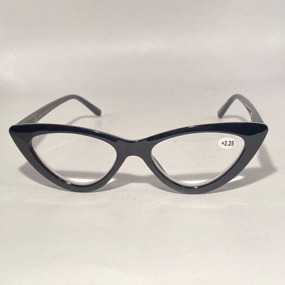1340 Emma Cateye Reading Glasses 2.25 Black Readers NWT - Picture 3 of 9